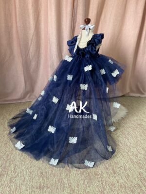 Butterfly Tail Navy Blue and Silver