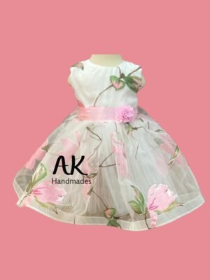 Organza Floral Print Tutu White