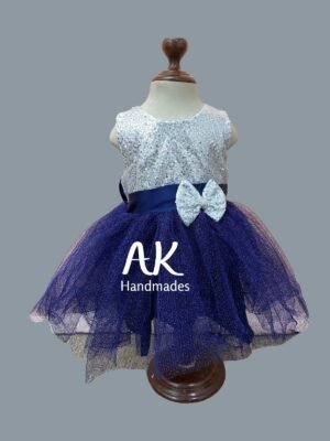 Pearl Bow Tutu Blue and Silver