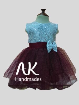 Pearl Bow Tutu Maroon and Silver